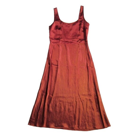 NWT Vince Sleeveless Fitted Satin Slip Midi in Sangre Scoop Neck Dress 2 $325 - Picture 2 of 6